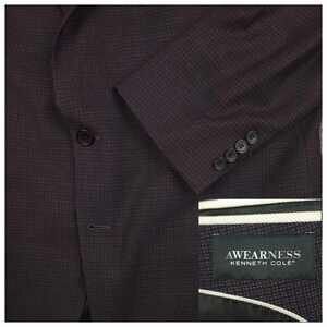 Awearness Kenneth Cole Purple Check Blazer 48R Slim Fit